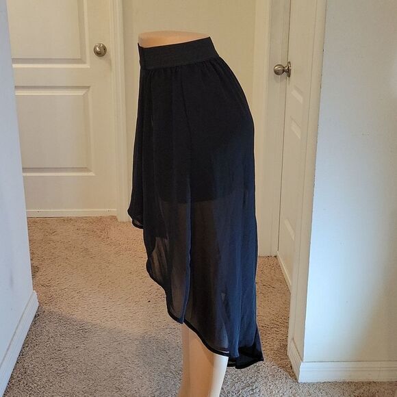 NO BOUNDARIES DOUBLE LAYER IRREGULAR HIGH LOW ELASTIC WAISTBAND CHIFFON SKIRT - Picture 10 of 16